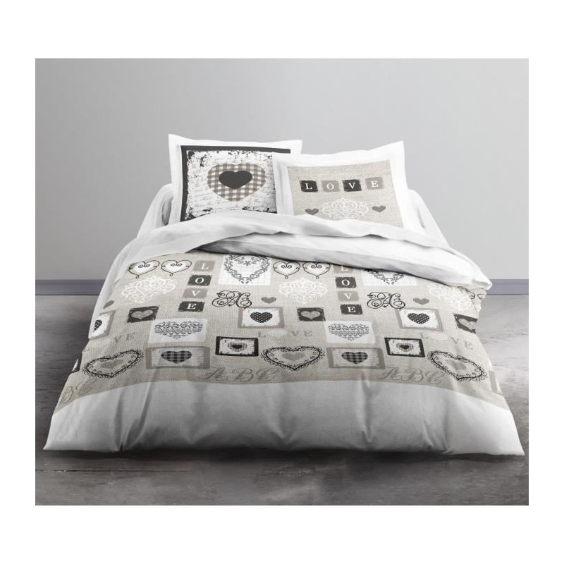 TODAY Parure de lit Coton 2 personnes - 240x260 cm - Imprime Blanc Eden