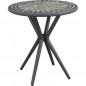 Table Mosaique de jardin - Gris anthracite, ceramique noir, marbre jaune - Metal - D 70 cm - Demontable