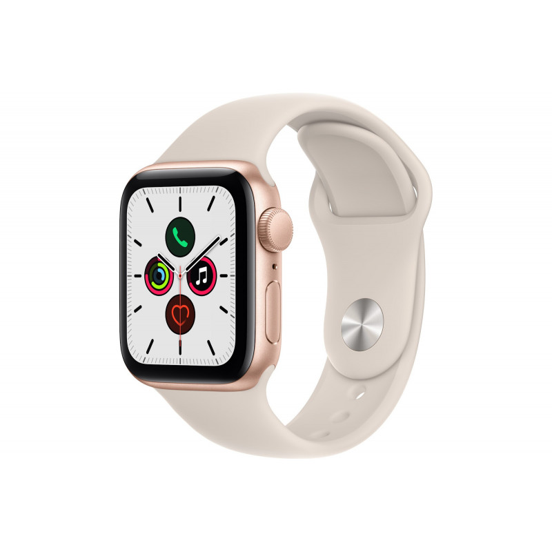 Apple Watch SE GPS, 40mm boitier aluminium or avec bracelet sport blanc