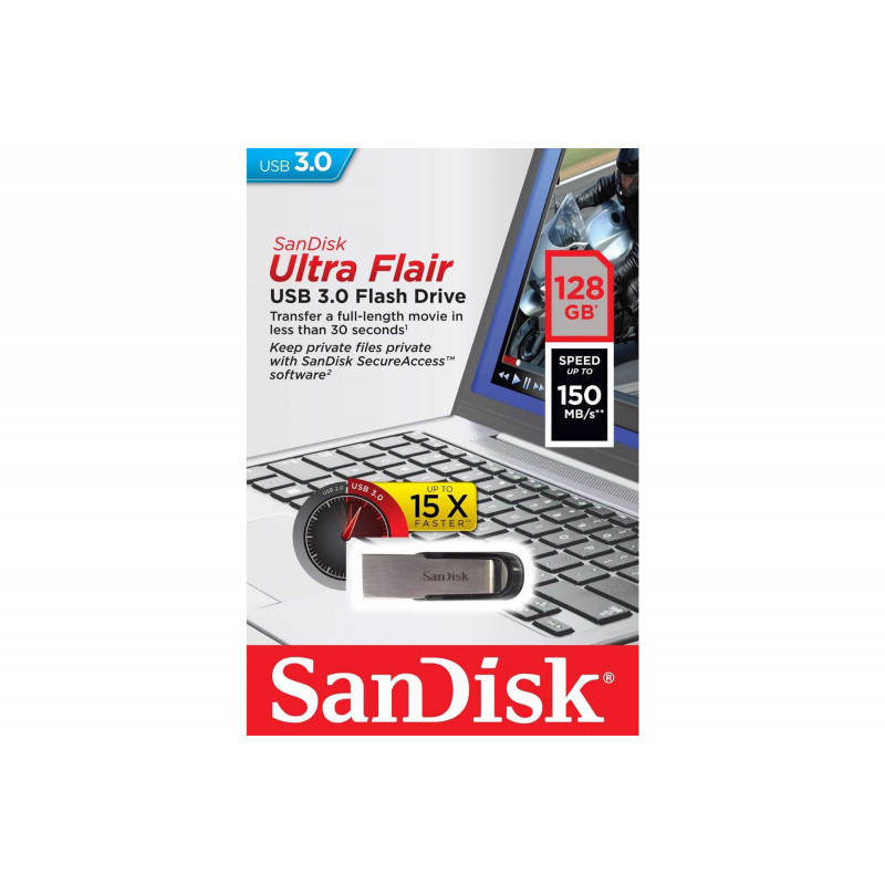 Clé USB 3.0 SanDisk Ultra Flair 128 Go