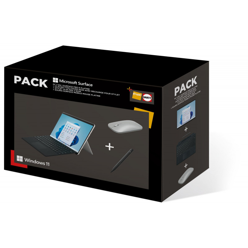 Pack PC Portable Microsoft Surface Pro 8 13" Intel Core i5 8 Go RAM 256 Go SSD Platine + Clavier + Stylet + Souris