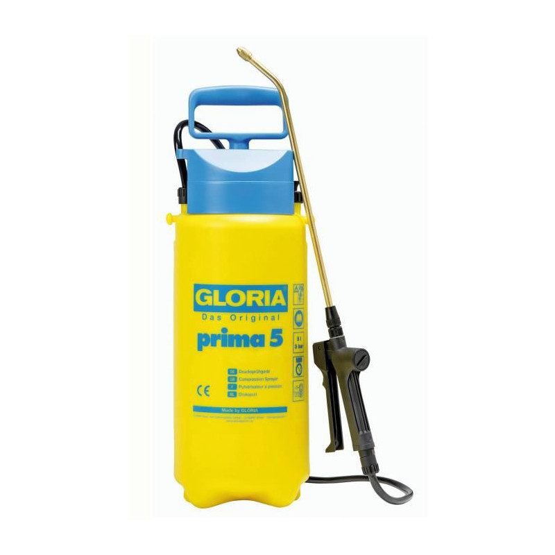 GLORIA -  Prima 5 - Pulverisateur a pression de 5L avec lance et buse laiton