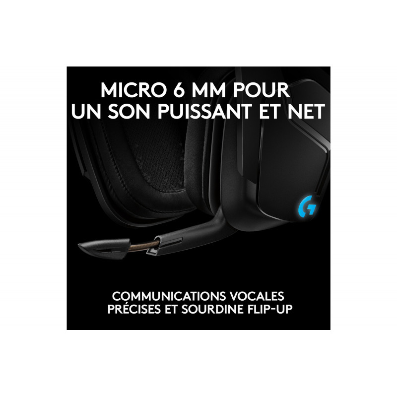 Micro casque gaming Logitech G935 7.1 Lightsync Sans Fil Noir