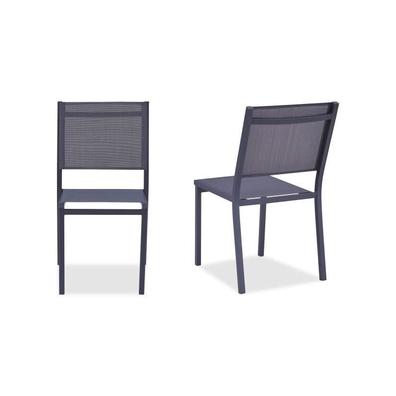 Lot de 2 chaises en aluminium - 48 x 56 x 87 cm - Gris