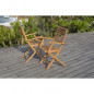 Lot de 2 fauteuils pliantes de jardin en eucalyptus FSC - 57,5x56x90cm