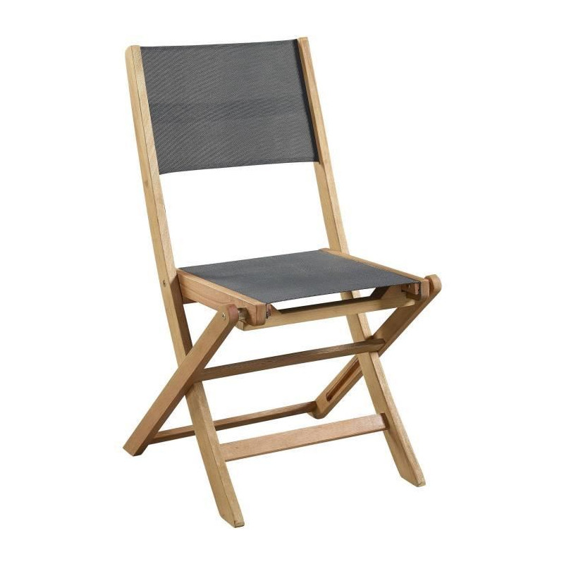 Lot de 2 chaises en bois dacacia FSC et textilene - Gris