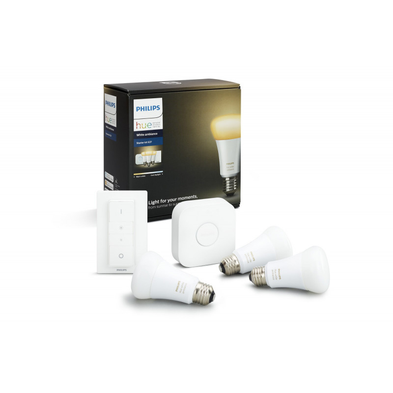 Kit de démarrage Philips Hue White Ambiance 3 ampoules E27 + pont + télécommande