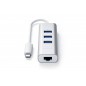 Adaptateur Satechi Hub USB Type C avec port Ethernet RJ45 + 3 ports USB Argent