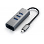 Adaptateur Satechi USB C avec port Ethernet RJ45 + 3 ports USB Gris Sidéral
