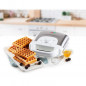 DOMO DO9222W - Gaufrier - 900W - 4x7 cm - Revetement anti-adhesif - Thermostat reglable - Safety lock