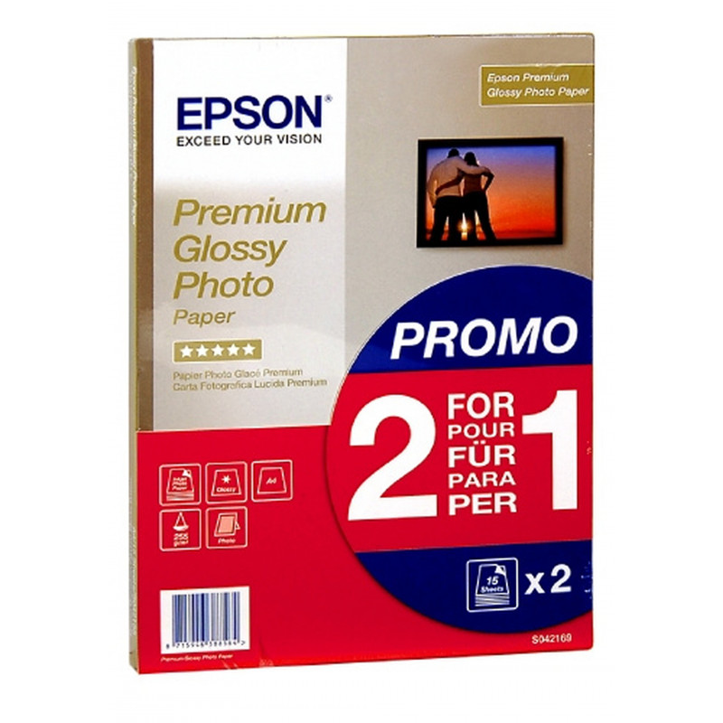 EPSON Papier photo brillant premium - 255g/m2 - A4 - 2x15 feuilles