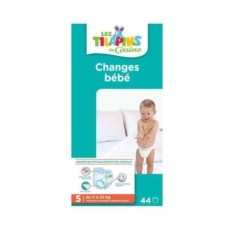 LES TILAPINS Couches junior Taille 5 - 11 a 25kg - 44 couches