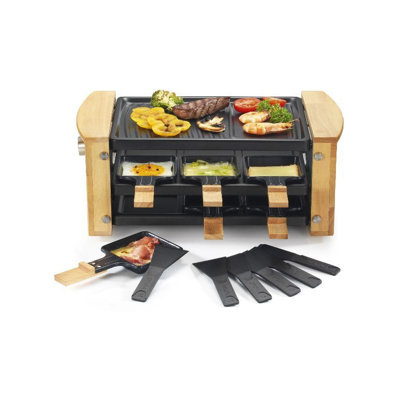 KITCHENCHEF RACLETTE GRIL 6P 900W BOIS RANGE POELONS KITCHENCHEF - KCWOOD6RP