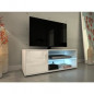 KORA Meuble TV contemporain avec eclairage LED laque blanc - L 100 cm
