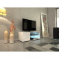 KORA Meuble TV contemporain avec eclairage LED laque blanc - L 100 cm