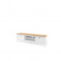 BERGEN Meuble TV 2 tiroirs - Decor chene artisan et blanc - L 160 x P 45 x H 40 cm