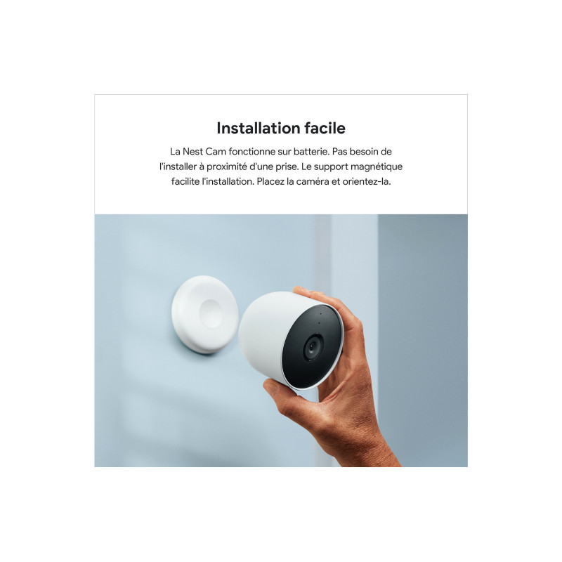 Caméra de surveillance sans fil Bluetooth Google Nest Cam intérieure extérieure Blanc neige