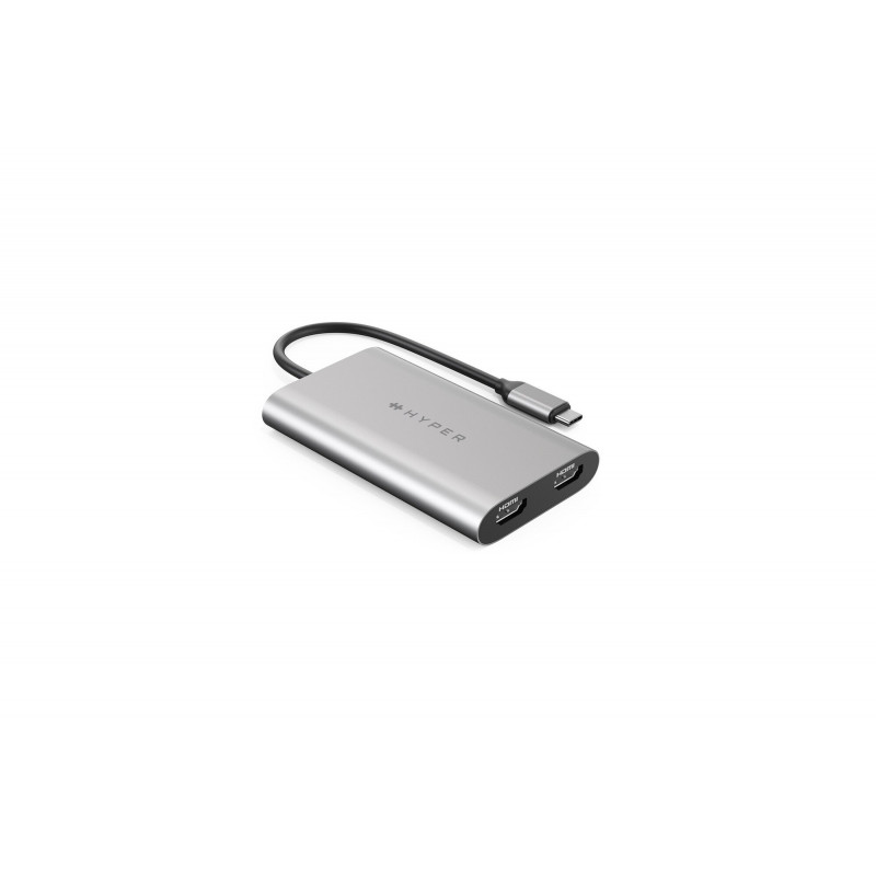 Adaptateur USB Type C vers 2 ports HDMI HyperDrive Gris pour MacBook Air Pro et PC