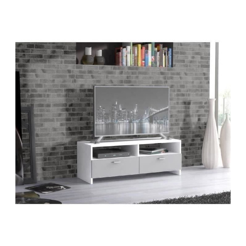 FINLANDEK Meuble TV HELPPO contemporain blanc et gris mat - L 95 cm