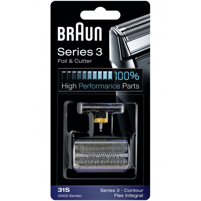 Grille et bloc-couteaux compatible avec les rasoirs Series 3 - BRAUN 31S - Argentee