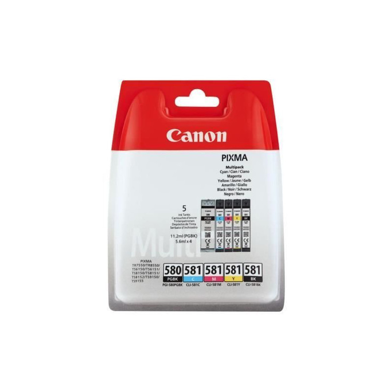 CANON Pack de 5 cartouches PGI-580/CLI-581 PGBK/BK/C/M/Y - Noir + Couleur