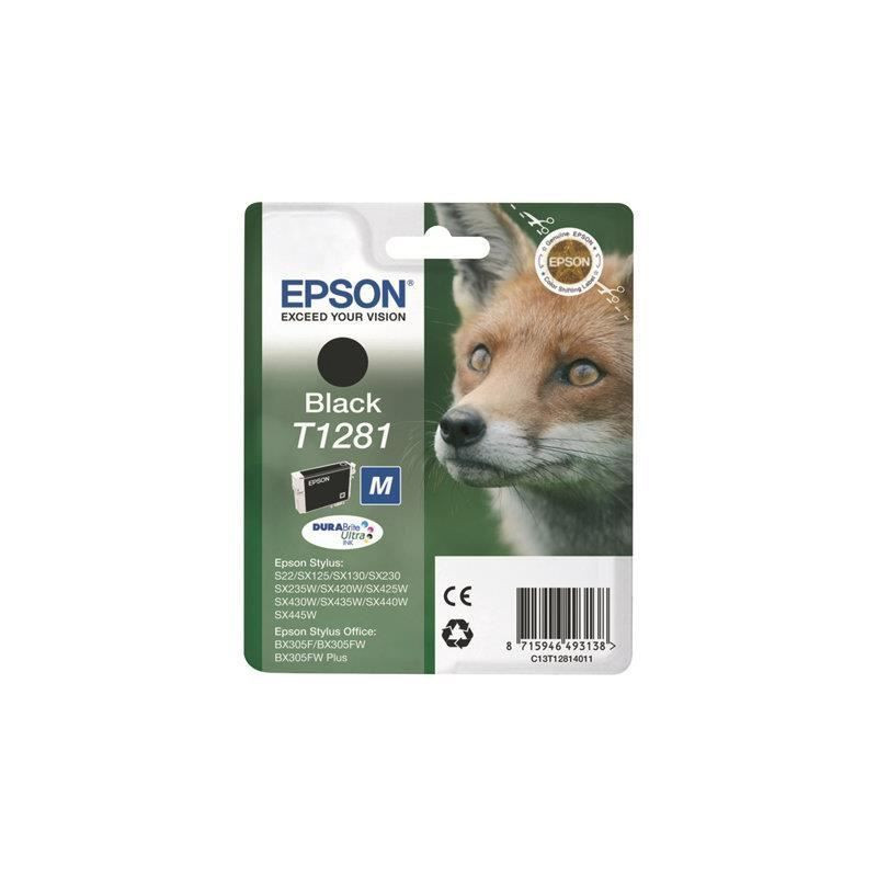EPSON Pack de 1 cartouche dencre  - T1281 - noir - capacite standard 5,9m - blister avec alarme