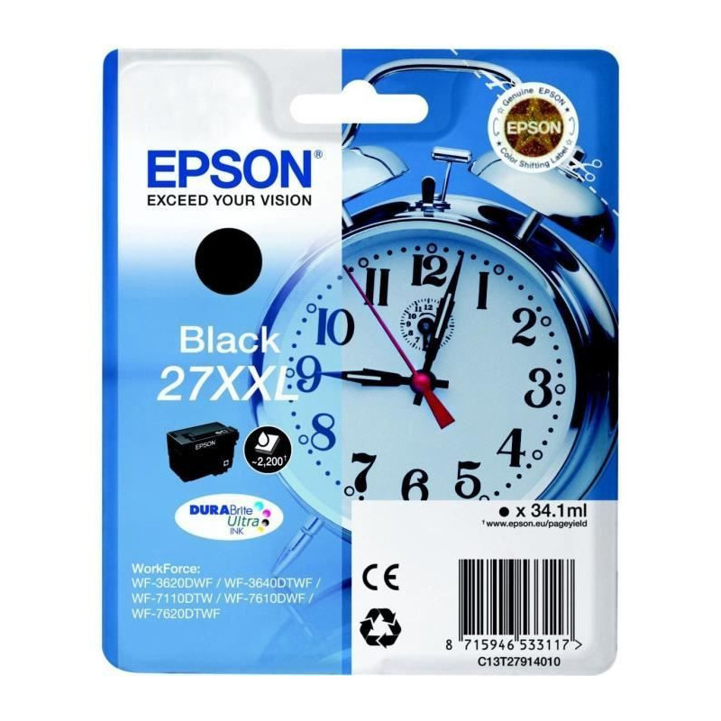 EPSON Pack de 1 Cartouche 27XXL - Noir - Tres Haute capacite 34.1ml