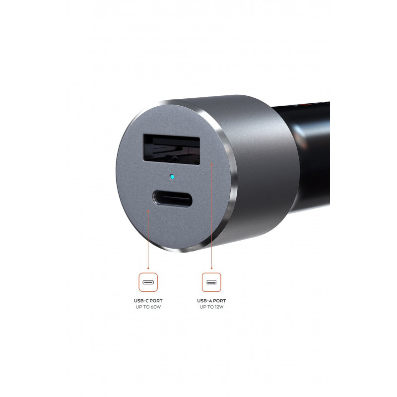 Chargeur allume cigare Satechi USB C 72 W Gris sidéral