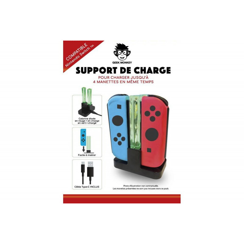 Support de charge manettes Geek Monkeys pour Nintendo Switch Noir