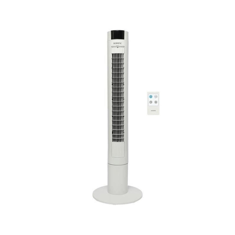 Ventilateur colonne OCEANIC - 45W - Hauteur 102 cm - Oscillation automatique - Telecommande - Minuterie - Blanc