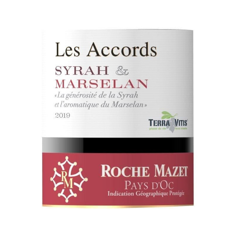 Les Accords de Roche Mazet Syrah + Marselan 2019 Pays dOc - Vin rouge de Languedoc