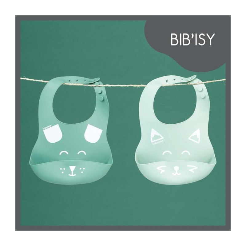 Babymoov Lot de 2 bavoirs en silicone BIBISY, avec poche ventrale