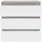 Commode CHELSEA 3 Tiroirs - Couleur blanc/beton clair - L 77,2 x P 42 x H 79,9 cm