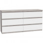 Commode CHELSEA 6 Tiroirs - Couleur blanc/beton clair - L 154 x P 42,2 x H 79,9 cm