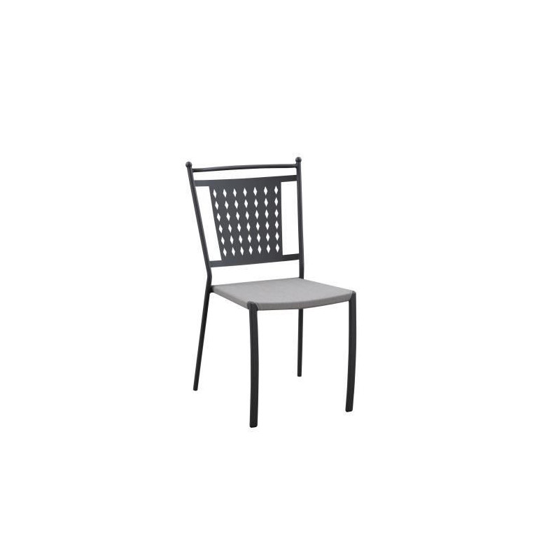 Lot de 4 chaises a manger de jardin - Style zellige - Acier thermolaque + Textilene  - 50 x 59 x 91 cm