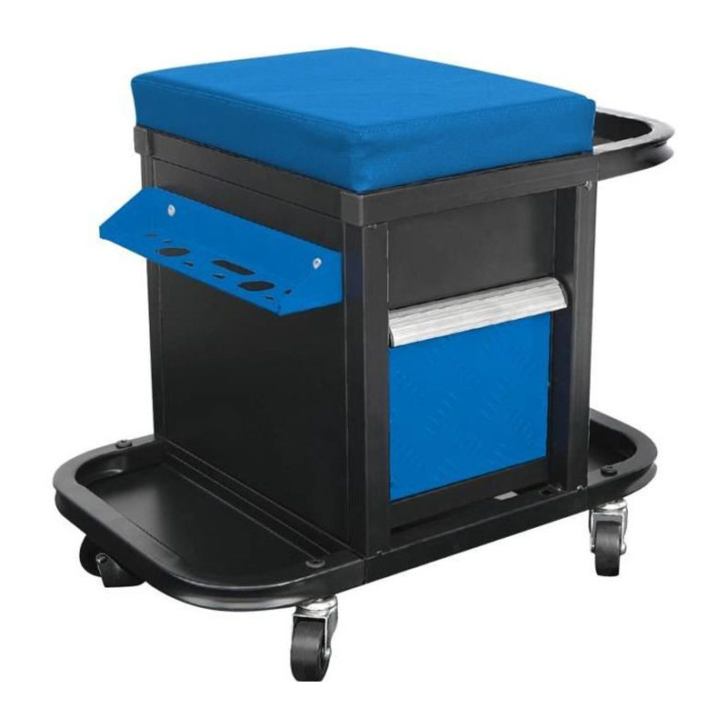 DEFPRO Tabouret / servante datelier mobile avec rangements pour outils 50x45x36 cm bleu et noir