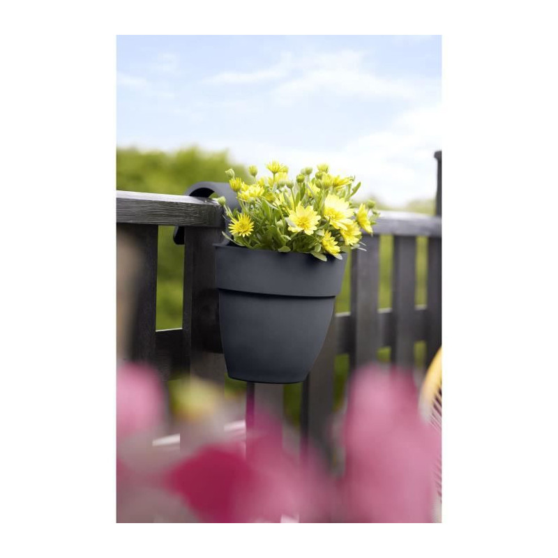 ELHO - Pot de fleurs -  Vibia Campana Easy Hanger Small - Anthracite - Balcon exterieur - L 24.1 x W 20.5 x H 26.5 cm