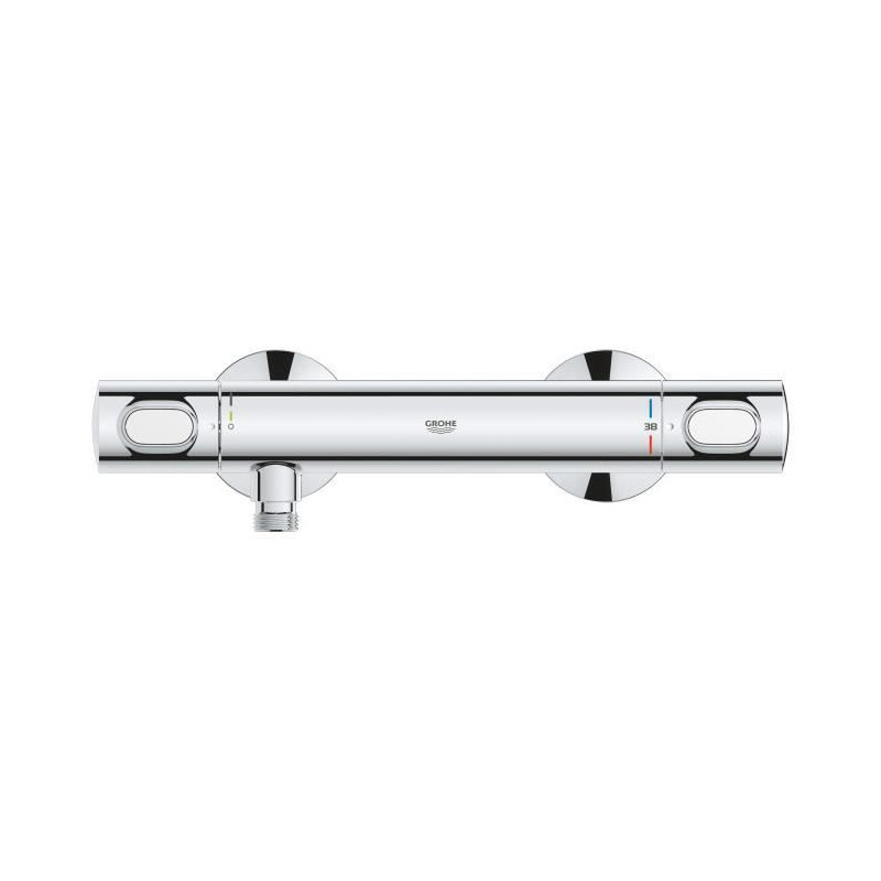 GROHE Mitigeur thermostatique douche Precision Flow, montage mural, protection anti-brulure, raccord filete 1/2, chrome,34840000