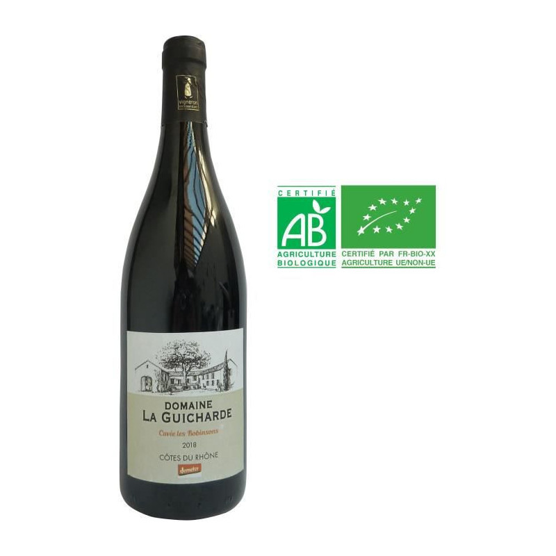 Domaine la Guicharde Cuvee Les Robinsons 2018 Cotes-du-Rhone - Vin rouge de la Vallee du Rhone - Bio