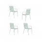 Lot de 4 fauteuils de jardin - Acier - Vert Celadon