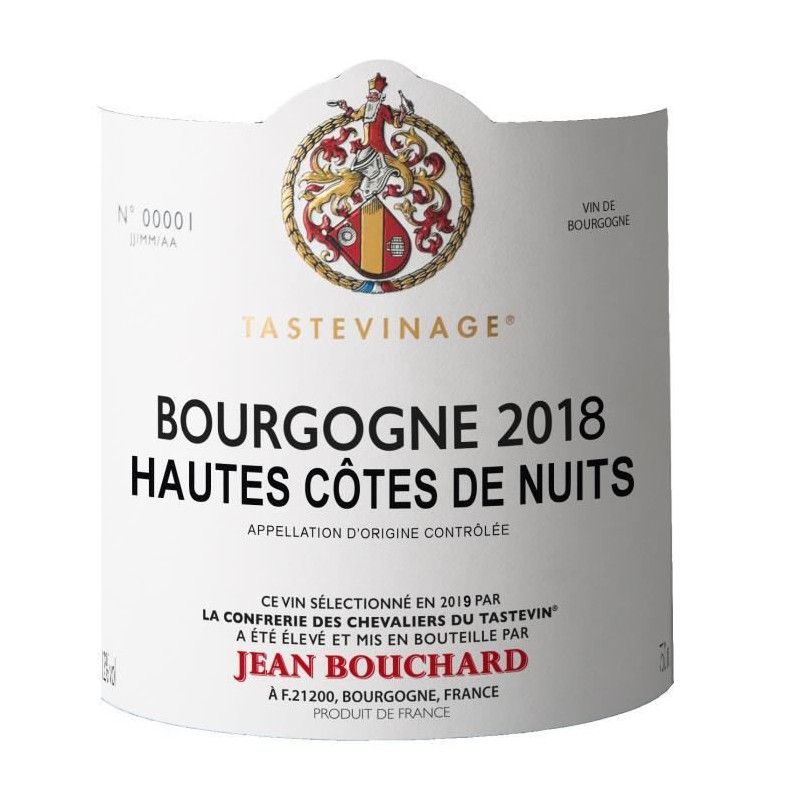Jean Bouchard Tastevine 2018 Bourgogne Hautes-Cotes de Nuits - Vin rouge de Bourgogne