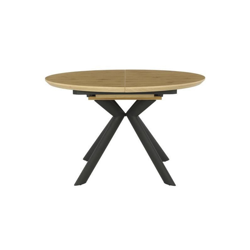 Table extensible - Rond - Pieds metal - Decor chene - CESAME - L 120/160 x P 75 x H 69 cm