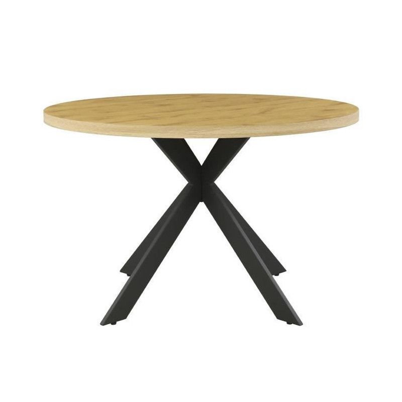 Table a manger - Ronde - Scandinave - CESAME - L 120 x P 75 x H 69 cm - Pieds metal - Decor chene