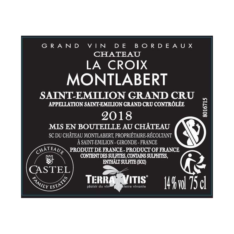 Chateau La Croix Montlabert 2018 Saint-Emilion Grand Cru - Vin rouge de Bordeaux