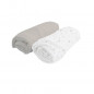 DOMIVA Lot 2 Draps housse Imprime etoiles - Jersey - oeko-Tex - Blanc/Perle - 60 x 120 cm