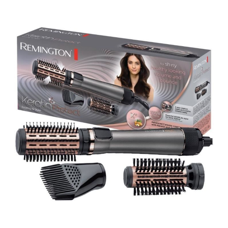 Remington AS8810 Brosse Cheveux Rotative Soufflante Chauffante Volume Keratin Protect, Soin Keratine Huile dAmande