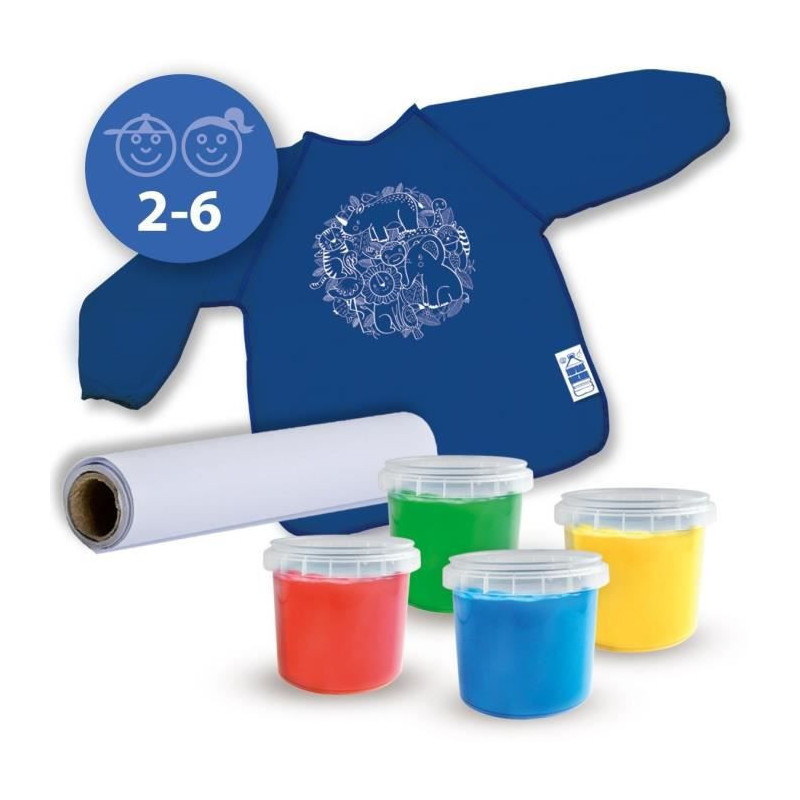 SES CREATIVE - Kit de peinture au doigt avec tablier Eco - 100% recycle