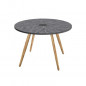 Table de jardin ronde - Acier thermolaque + nassilium en lamelles - Diametre 110 cm