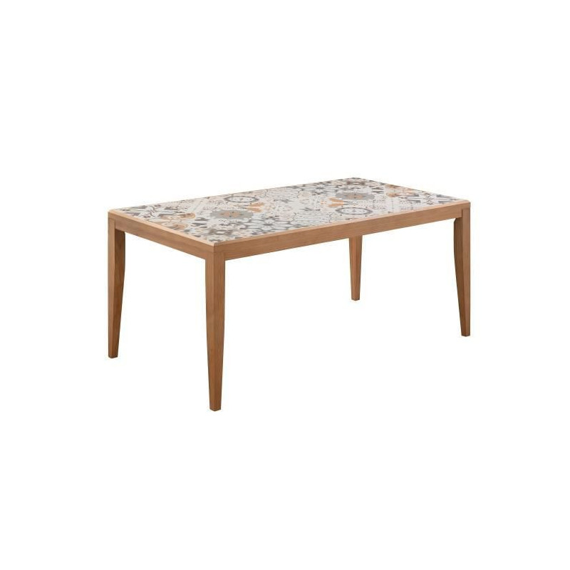 Table de jardin en bois - 162 cm - Bois de pin du Chili + carrelage ceramique mosaique