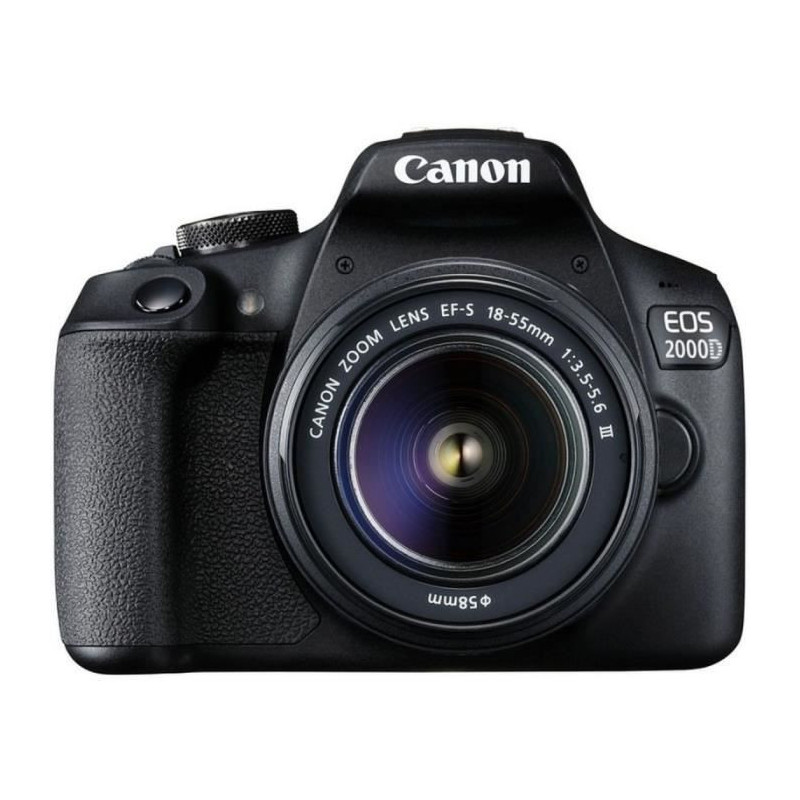 CANON - Appareil photo Reflex EOS 2000D + Objectif 18-55mm EF-S 18-55 DC III - 24 Mpixels - Video Full HD 1080p - Ecran 7,5cm